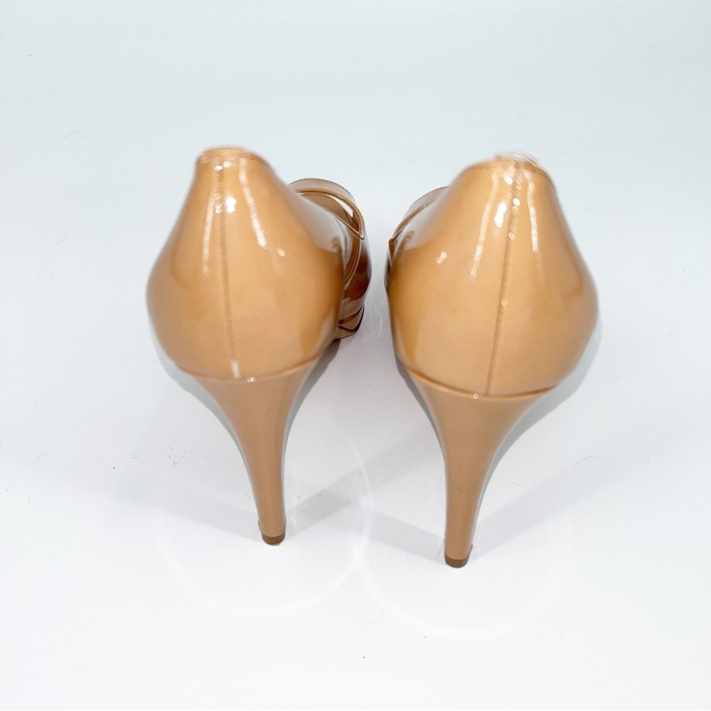 ELIE TAHARI Madison Patent‎ Nude Peep Toe Pump Size 37.5 - Picture 6 of 11